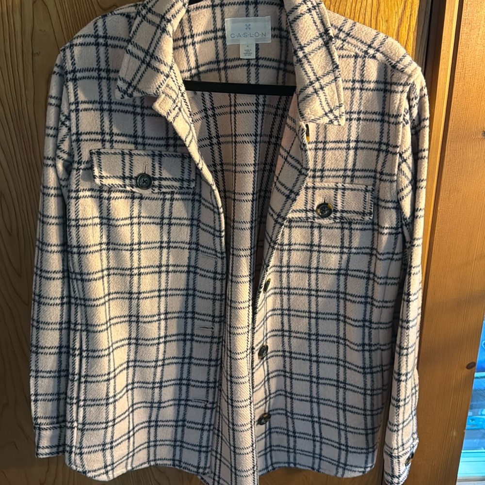 Pink and Navy Blue Patterned Shacket
